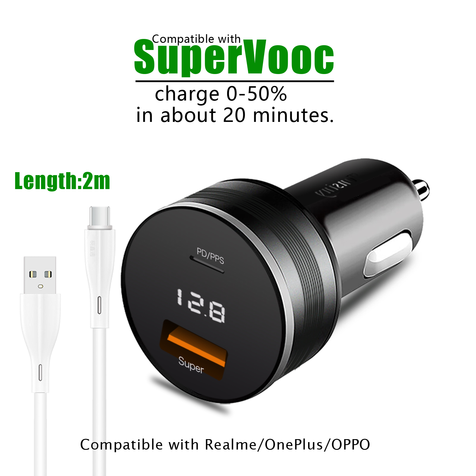 Supervooc Car Charger for Realme 11/10/9 Pro/C55/C35,Warp car adapter for OnePlus 11,Cigarette Lighter charger for OPPO Find X5: KR