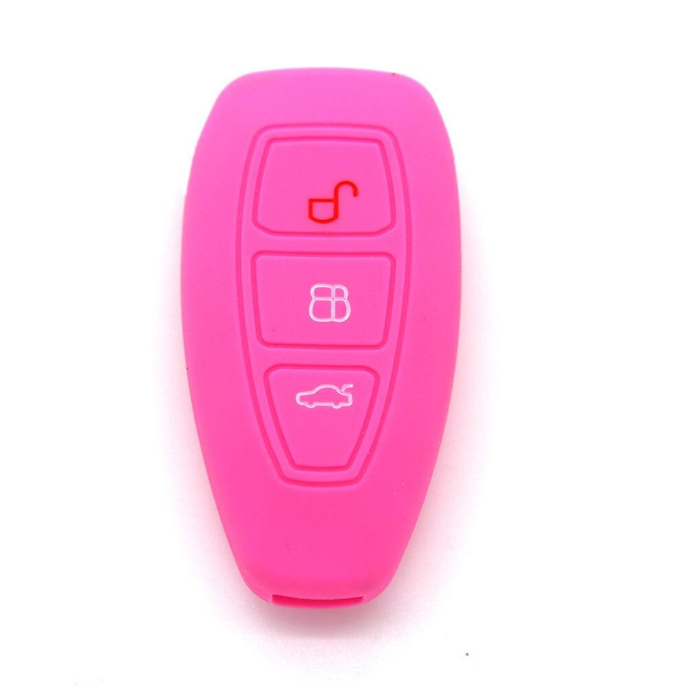 Autostyling afstandsbediening sleutel beschermhoes autosleutelhoes voor ford focus mondeo fiesta ecosport escort kuga b-max 3 knoppen slimme sleutel: Roze