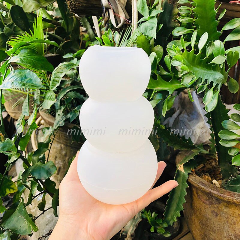 Three Size Round Spherical Concrete Flower Pot Silicone Mold Succulent Flower Pot Mold Diy Gardening Material Aroma Candle Jar: D-3pcs mold