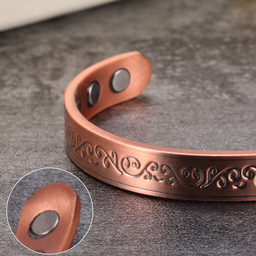 Pure Copper Magnetic Bracelet Benefits 8.3mm Adjustable Cuff Copper Magnetic Bracelet Arthritis Pain Relief Energy Bracelet Men