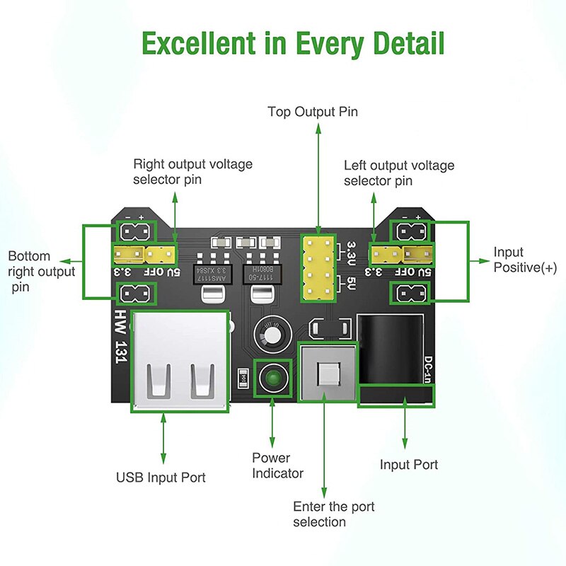 Module d'alimentation abaisseur, 6 pièces, AMS1117-3.3 DC-DC, AMS1117-3.3V V, 5.0 ma