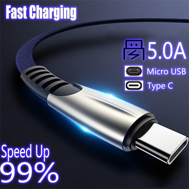 5A USB Tipo-C Veloce di Ricarica di Sincronizzazione di Dati del Cavo Micro USB Per Samsung S10 S9 S8 + S7 S6 bordo Nota 4 5 8 9 10 Pro In Lega di Zinco Cavo
