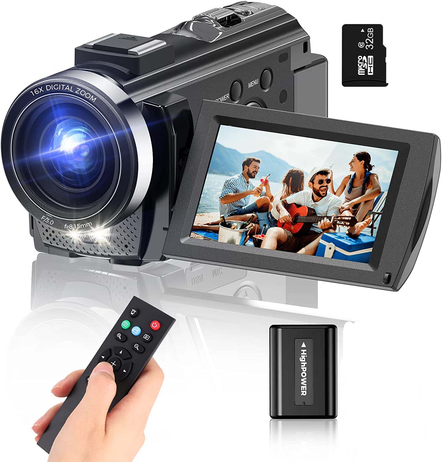 Digitalkamera fotokameror med 3.0- tums roterande skärm fotokamera hd-video barnkameror för hemmet: Default Title