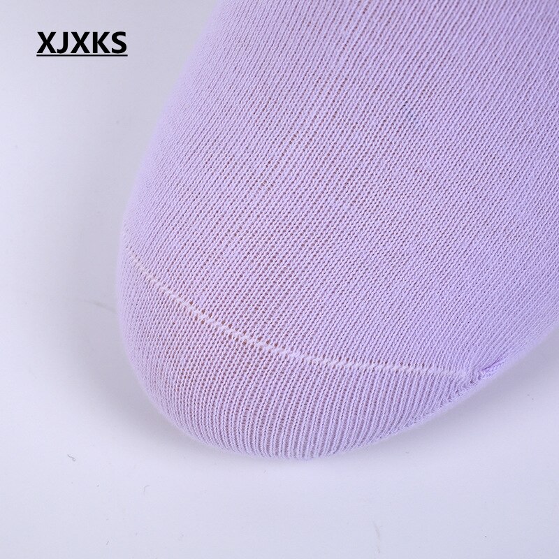 Xjxks lot de 6 paires de chaussettes en coton respirantes pour femmes, couleur unie, style coréen, douces et d'automne