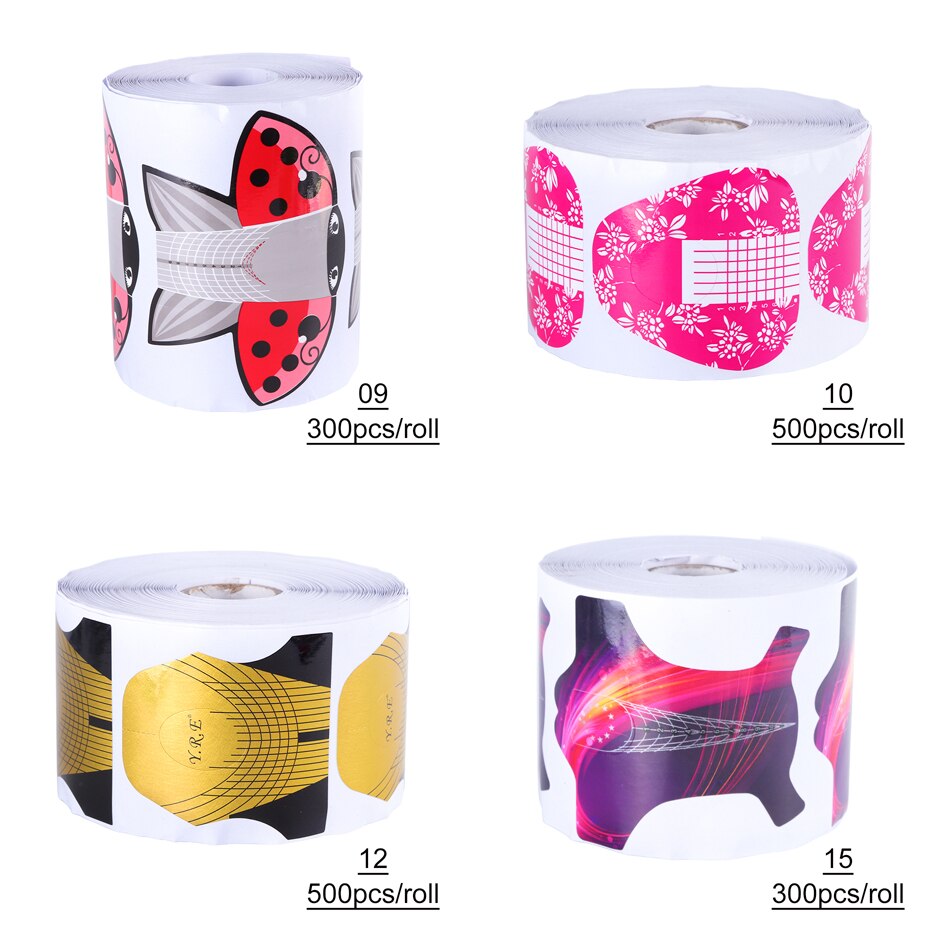 500pcs Nail Art French Acrylic UV Gel Extension Tips Quick Building Form Guide For Nail Extension Stencil Manicure Tools LY941-1