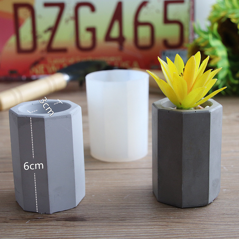 DIY Crystal Cement Mold Making Succulent Plant Flower Pot Resin Mold for Garden Planter Candle Pen Holder Crafts Base Home Decor: F
