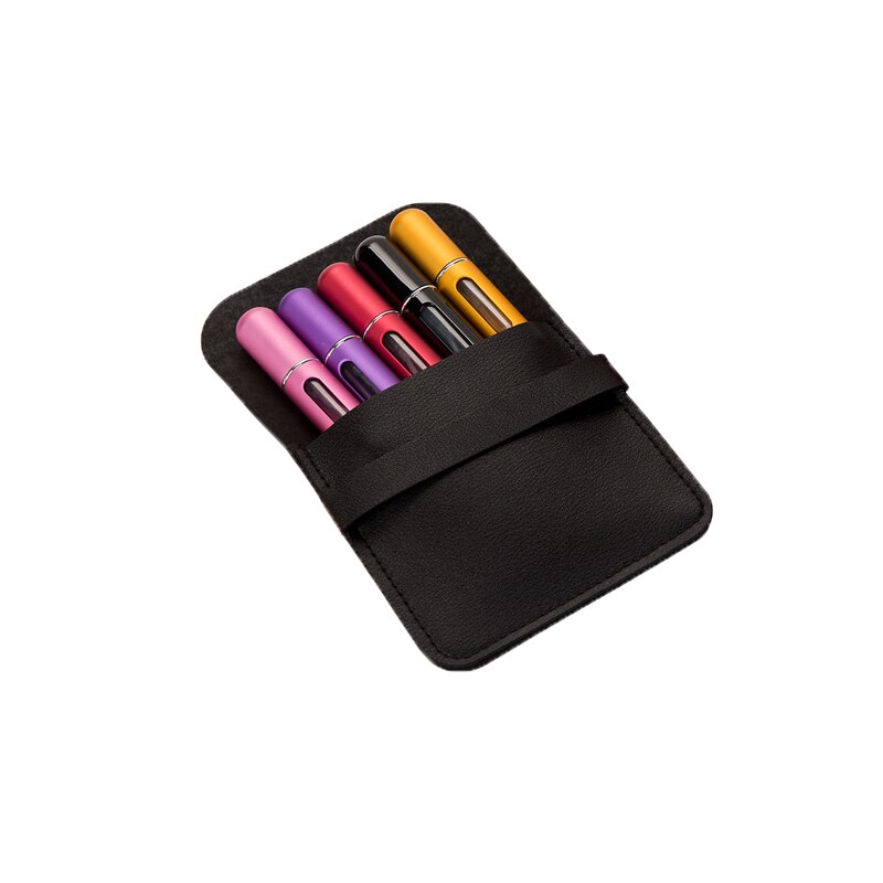 5 Pcs 5 Ml Mini Navulbare Parfum Fles Aluminium Spray Verstuiver Draagbare Reizen Cosmetische Container Parfum Fles Met Zak: black bag 5pc bottle