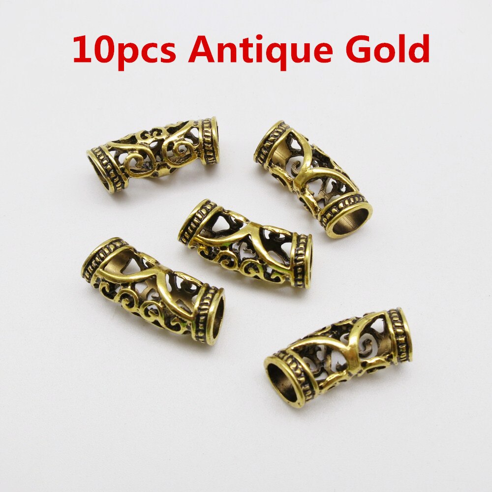 5 st -20 st silver / guld / brons viking hår flätat skägg dreadlock pärlor rörringar ca 7mm inre hål för hår tillbehör: 10 st antikt guld