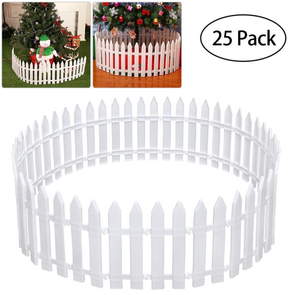 Tinksky hvid plastik stakit hegn miniature hjem haven jul xmas træ bryllupsfest dekoration  (25 stykker): Default Title