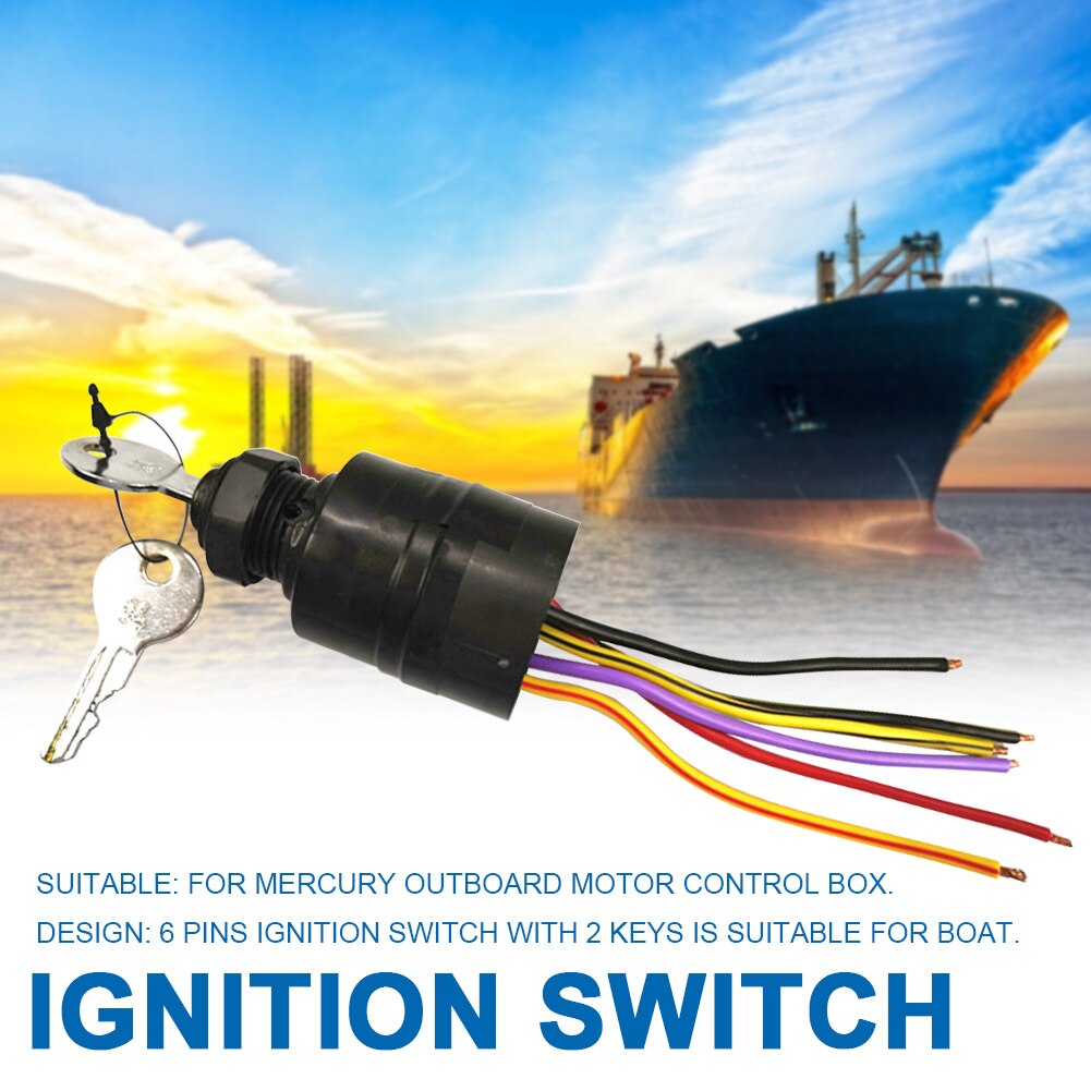 With 2 Keys Ignition Switch Outboard Motor Boat Engine 3 Position 6 Wire Replacement Parts Safety
