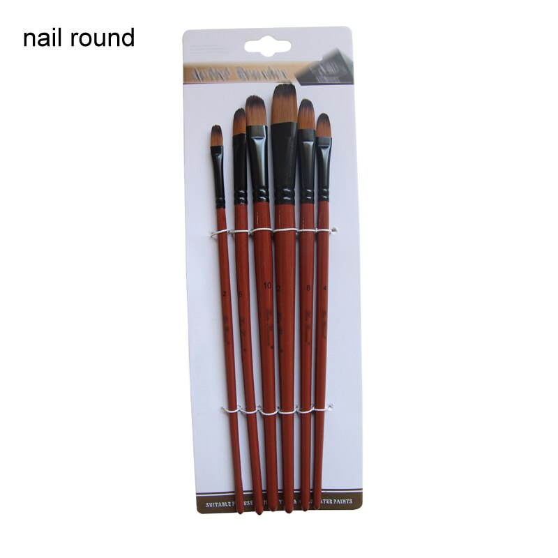 Desenho material de arte pintura artesanato náilon cabelo arte modelo de pintura por número caneta pincéis artista pincéis conjunto: nail round