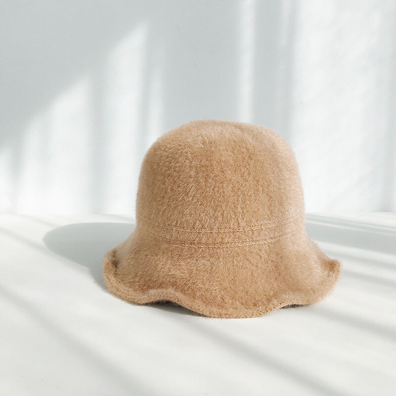 Uspop bucket hats naiset yksiväriset lämpimät hatut naisten talvi bucket hat: Khaki