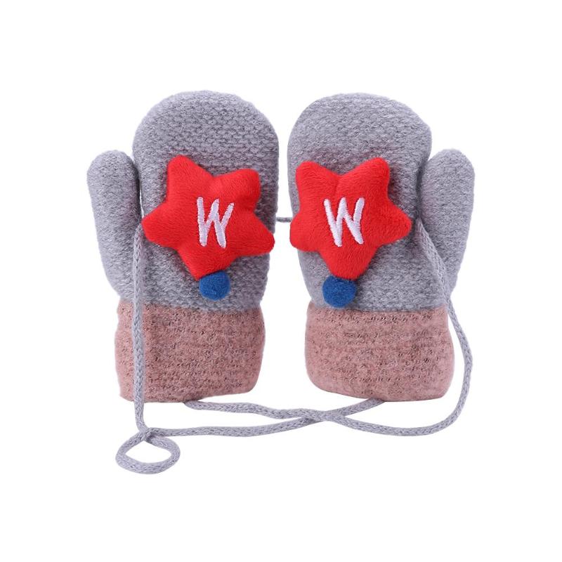 Jongens Meisjes 1 Paar Thicken Handschoenen Comfort Zachte Dagelijkse Leisure Persoonlijkheid Afdrukken Cartoon Vinger Handschoenen Kinderen Dagelijks Handschoenen: Grey