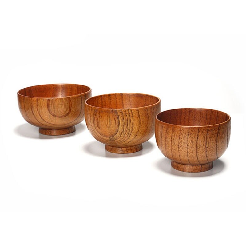 Bol en bois naturel de Style japonais, ustensile de table pour salade de fruits, nouilles, riz, soupe, ustensiles de cuisine, 7 tailles