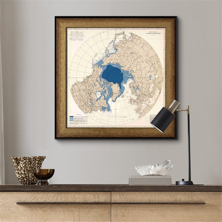 Arctic Ocean Map Ice Chart Details Comments Delicate Canvas Wall Sticker Geography Learning Home Decor Bar Cafe Print Poster
