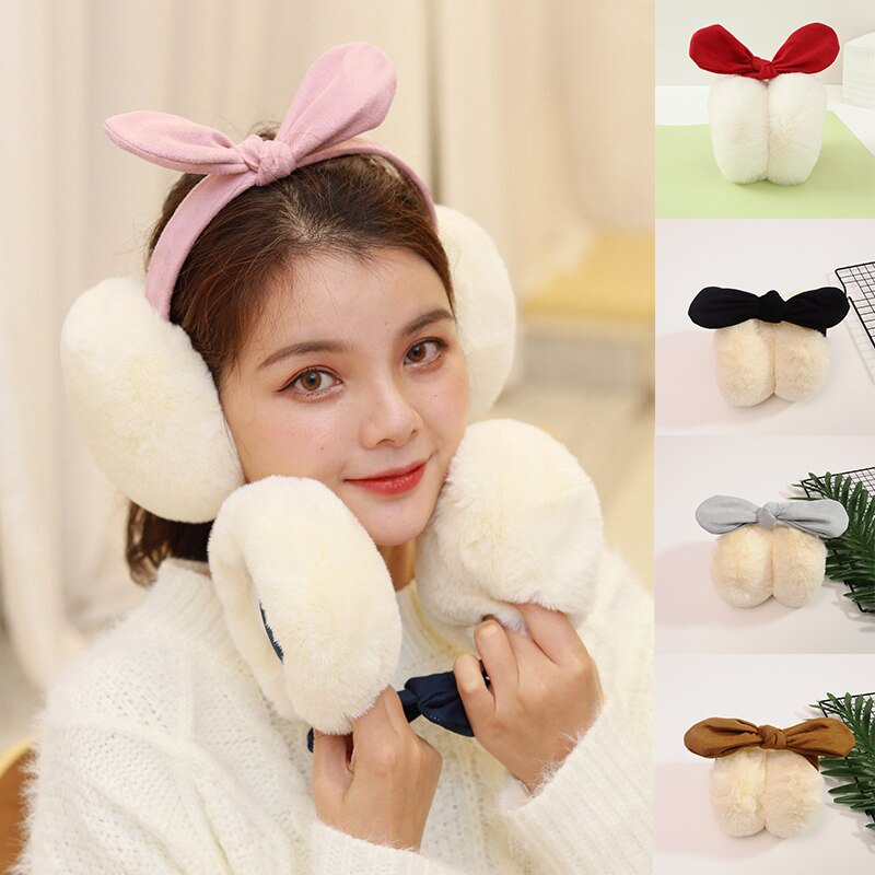 Women Cute Rabbit ears fur winter Earmuffs ear muffs warmers comfort warmuffs warm fur headphones for girls winter accessories