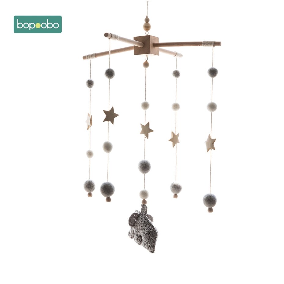 Bopoobo Baby Mobiele Opknoping Rammelaars Speelgoed Wind-Up Music Box Hanger Diy Opknoping Babybedje Mobiele Bed Bel Speelgoed houder Arm Beugel: Gray Elephant