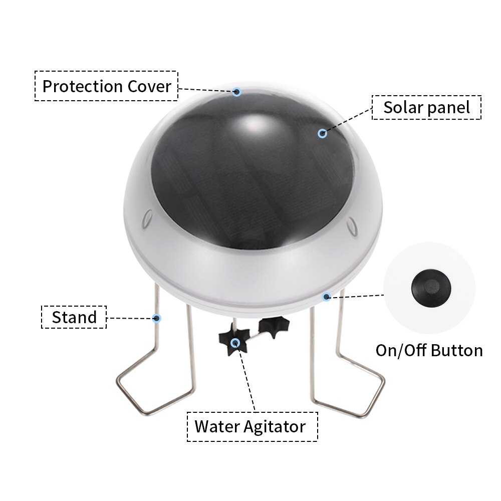Agitateur solaire pour bain d&#39;oiseaux, 5V, avec batterie de secours, fournitures de jardin
