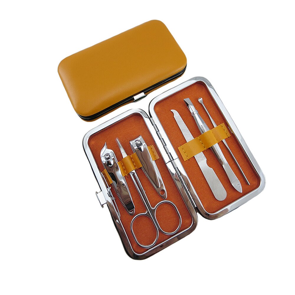 Offre spéciale 7 pièces ensemble de manucure soins des ongles coupe-ciseaux voyage Kits de toilettage: Orange