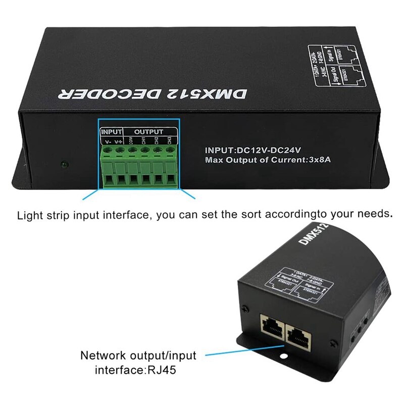 Top High Power Dmx LED Controller LED DMX 512 Decoder Dimmer Driver DC12V-24V For LED Rgb Strip Or Lights (3 Channel)