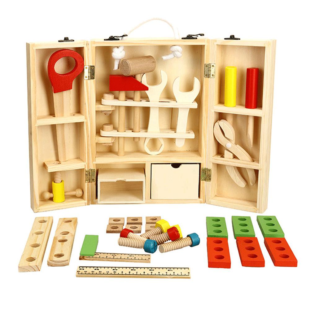 Multifunktionale Tragbare Holz DIY Simulieren Toolbox Montage Puzzle Spielzeug für Kinder Kinder Spielen Haus Spielzeug Reparatur Werkzeuge Spielzeug