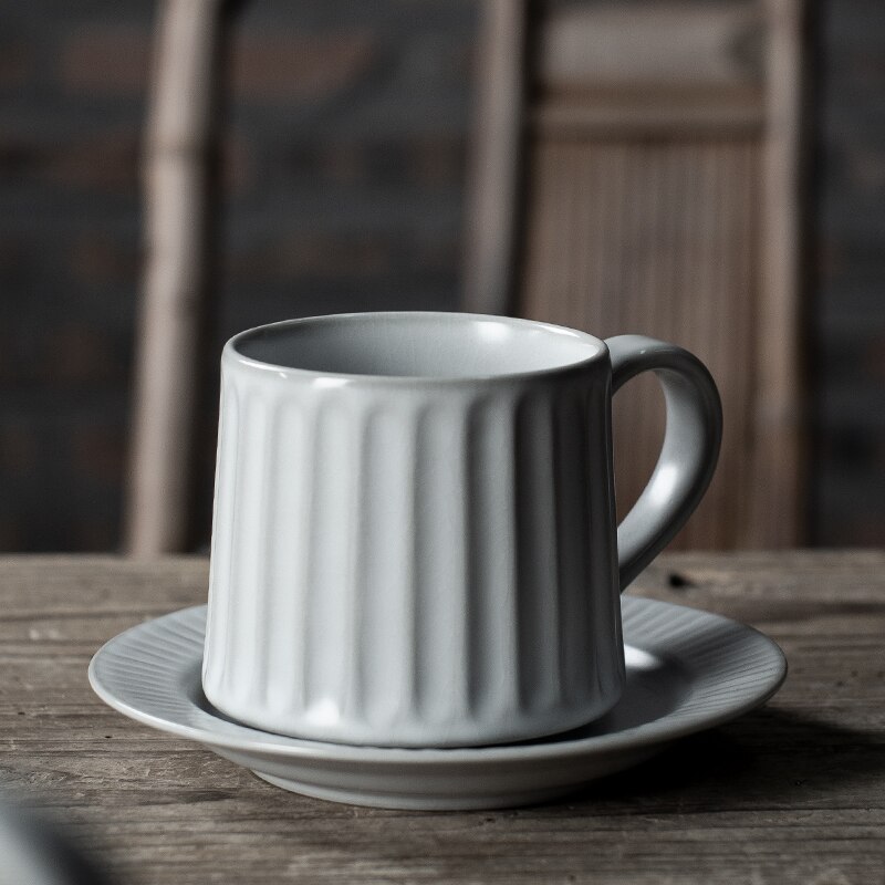 Europæisk håndlavet kaffekop og underkop sæt retro japansk tyk keramisk vintage kaffe blomsterkopper nordisk tekop sæt  of 6 d6d: 1 kop underkop hvid