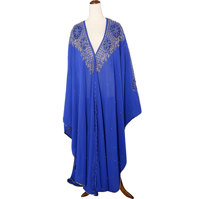 MD Super Size Chiffon Djellaba Dress Beading Embroidery Muslim Kimono Abaya Cardigan Dubai Turkish Kaftan Moroccan Boubou