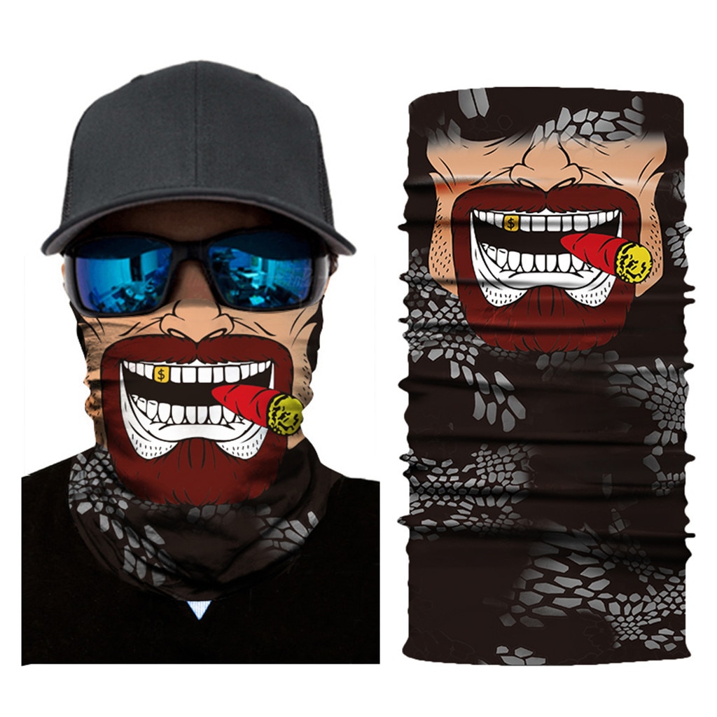 Unisexe drôle impression Bandana Ski cou demi visage masque protection solaire UV protéger cyclisme écharpe cou Bandanas Ski Sport randonnée écharpes