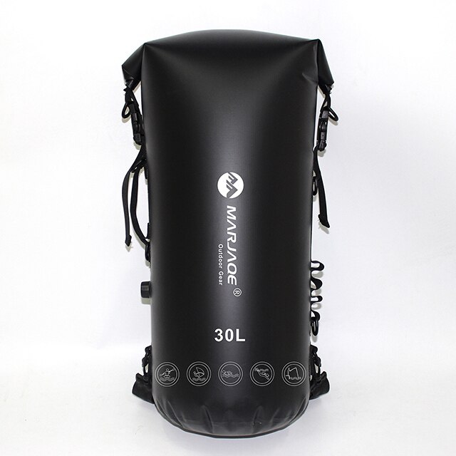 30L Inflatable Waterproof Bags River Trekking Storage Dry Sack Bag For Canoe Kayak Rafting Swimming Surfing Spelunking Backpack: Black