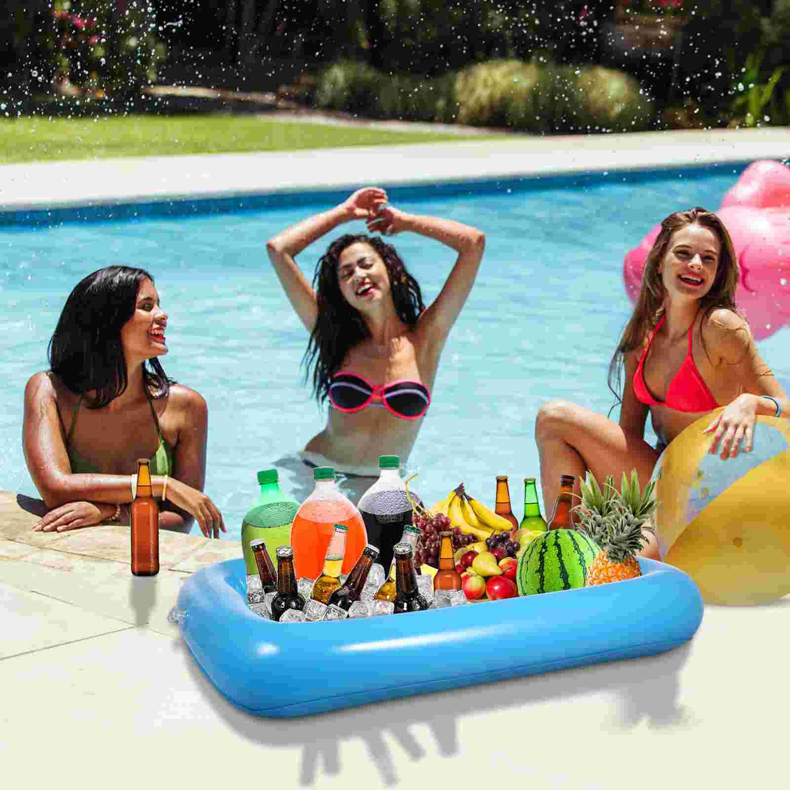 2pcs Leak Practical Inflatable Cooler for Pool Party Drinking Carnival Beach Vacation