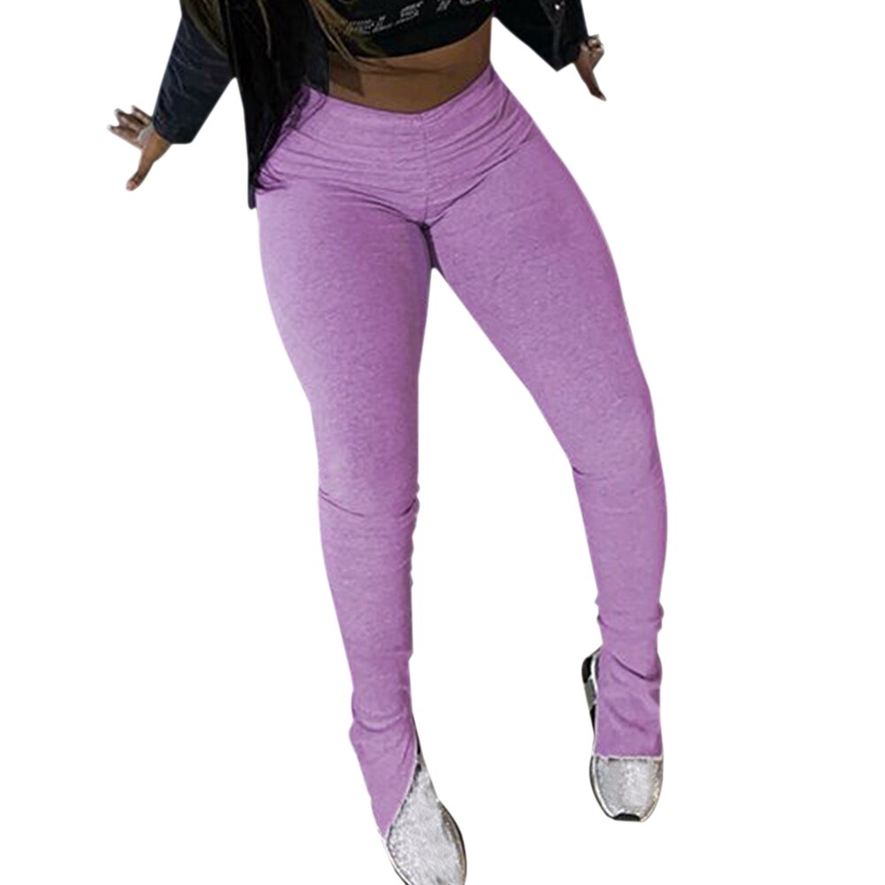 Stacked leggings joggers stacked sweatpants women ruched pants legging jogging femme stacked pants women sweat pants trousers: Purple / S