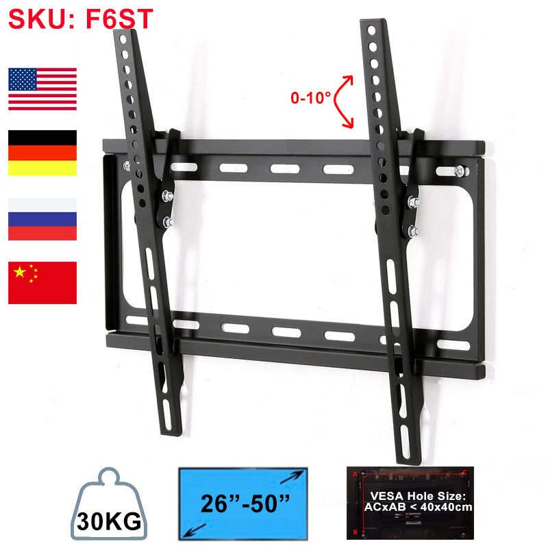 General LCD Bracket TV Stand Wall Stand Adjustable TV Bracket Plasma TV Arm for 26"-50", Max Support 30KG Wegiht: F6ST