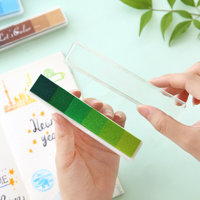 6 farben Bar Stempelkissen Regenbogen Farbverlauf Tinte Pad für Stempel Druck DIY Handgemachten Tagebuch Tagebuch Dekoration Büro Schule 6333