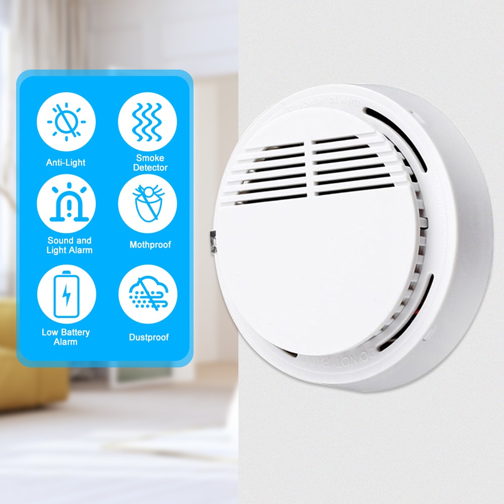 Uavhengig brannalarm sensor 85 db røykvarsler røyk branndetektor tester hjem sikkerhetssystem for kjøkken restaurant hotell
