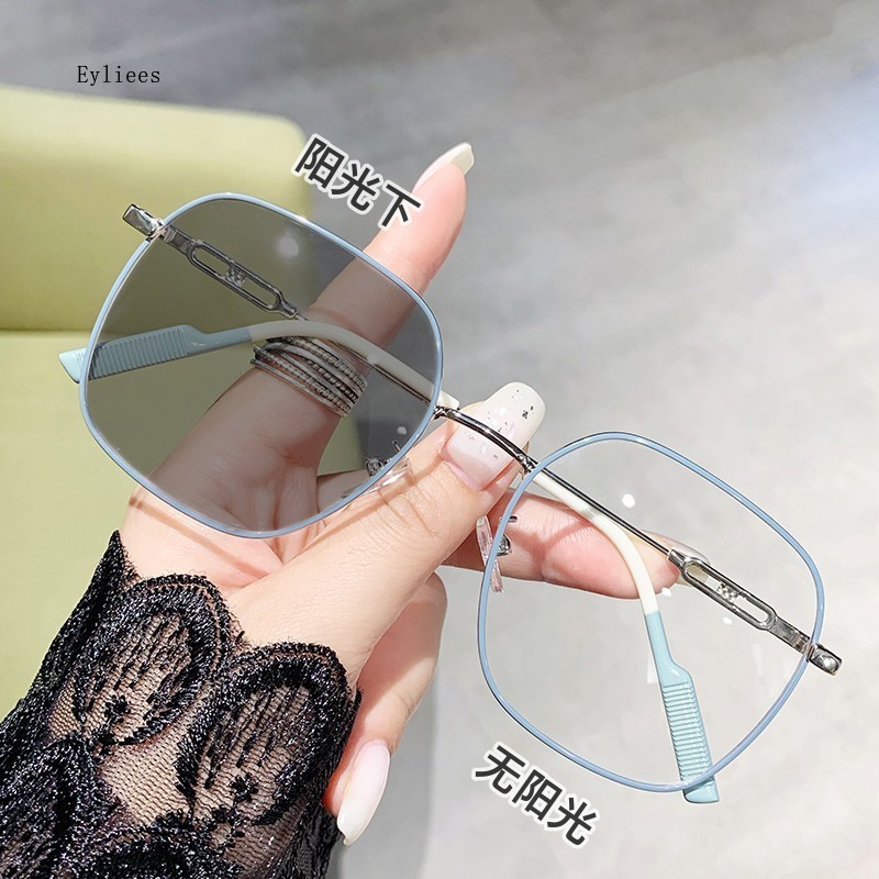 Gafas fotocromáticas para miopía para hombre y mujer, lentes ópticas con montura grande, Gafas de 0 a-4,0, Gafas antiluz azul