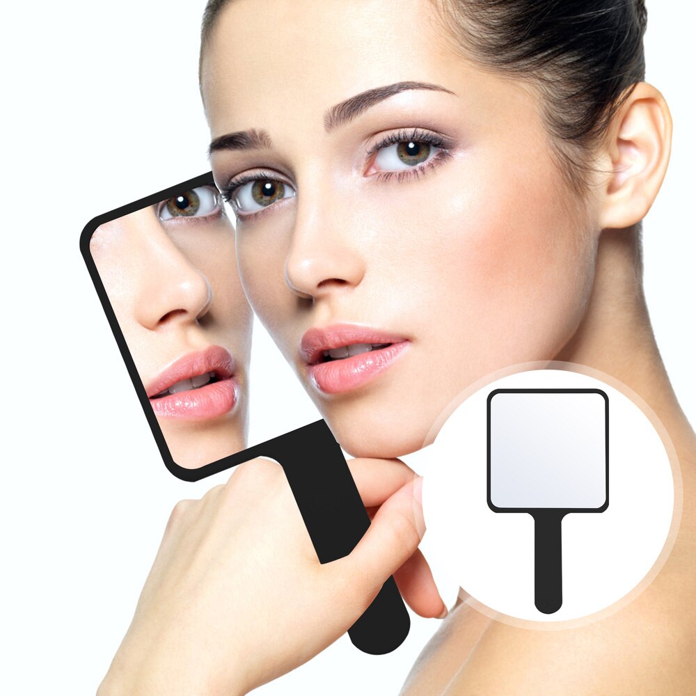 Handheld Makeup Mirror Cosmetic Mirror Portable Girls Mirror with Handle