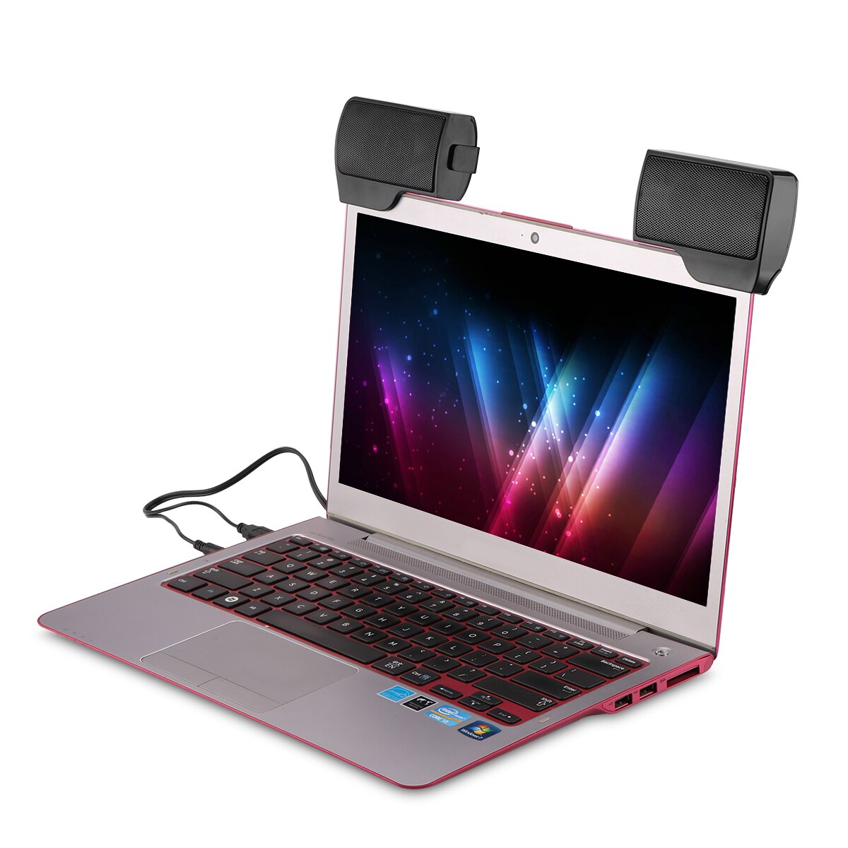 Clip Speaker Portable Wired USB Powered Multimedia Computer Stereo Speaker Soundbar for Laptop XP Vista Win 7 Mac and OSX