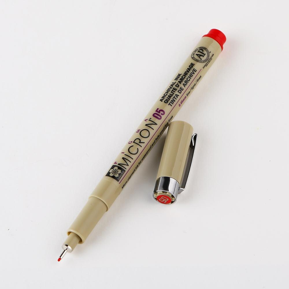 Fargerik linerpenn vanntett glatt fine liner pigma micron penn 0.45mm tegnetusjer tegne liners artist markører penner: Rød