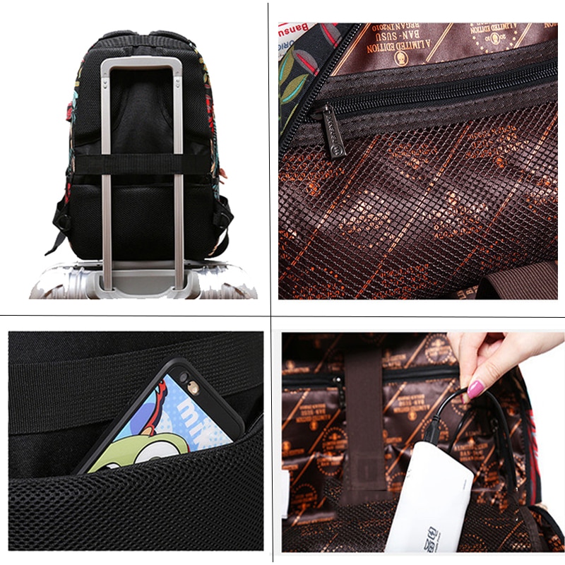 Heißer USB Ladung Laptop frauen Rucksack Für Teenager Studenten Mädchen Schule Rucksack Druck Weibliche Reise Bagpack