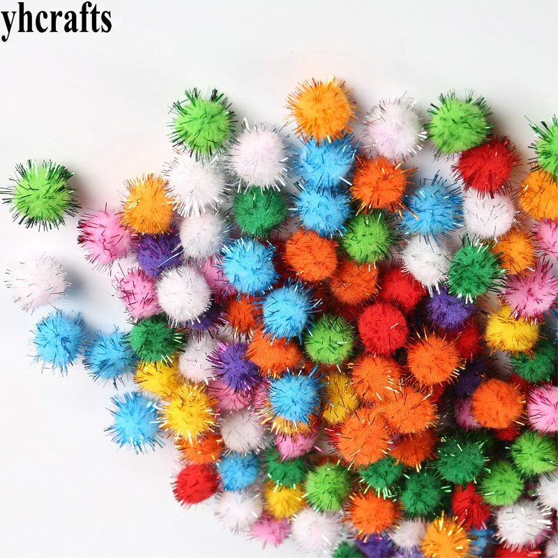 50PCS 2,5 cm Glitter bommel Lametta Chenile pom-poms Kinder DIY handwerk material Weihnachten ornament Aktivität Kindergarten zubehör