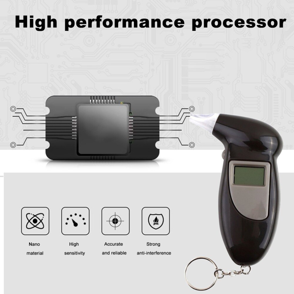 LCD Display Digital Alcohol Tester Police Alert Breath Alcohol Tester Device Breathalyzer Analyzer Detector Test