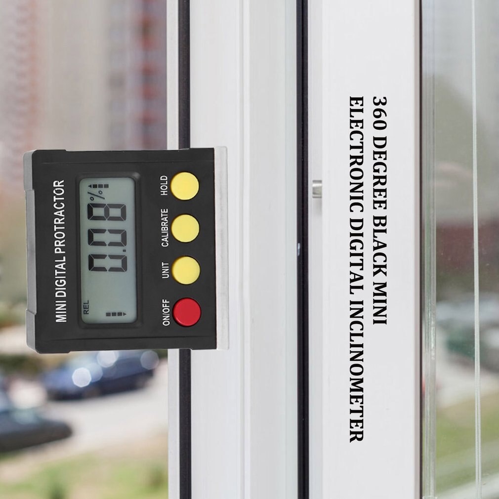 360 Degree Black Mini Digital Protractor Inclinometer Electronic Level Box Magnetic Base Measuring Tools
