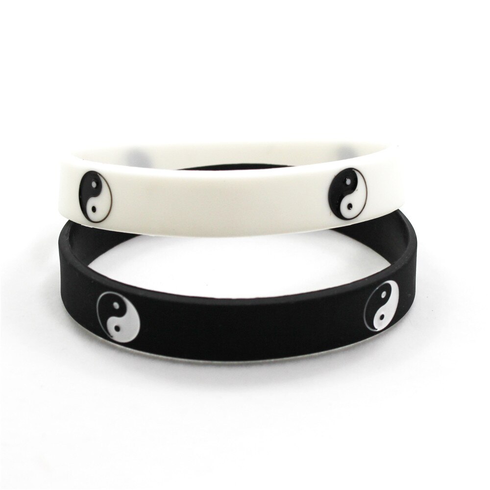 2 stücke Kühlen Tai Chi Silikon Armband Schwarz Weiß Farbe Sport Gummi Silikon Armbänder & armreifen Schmuck