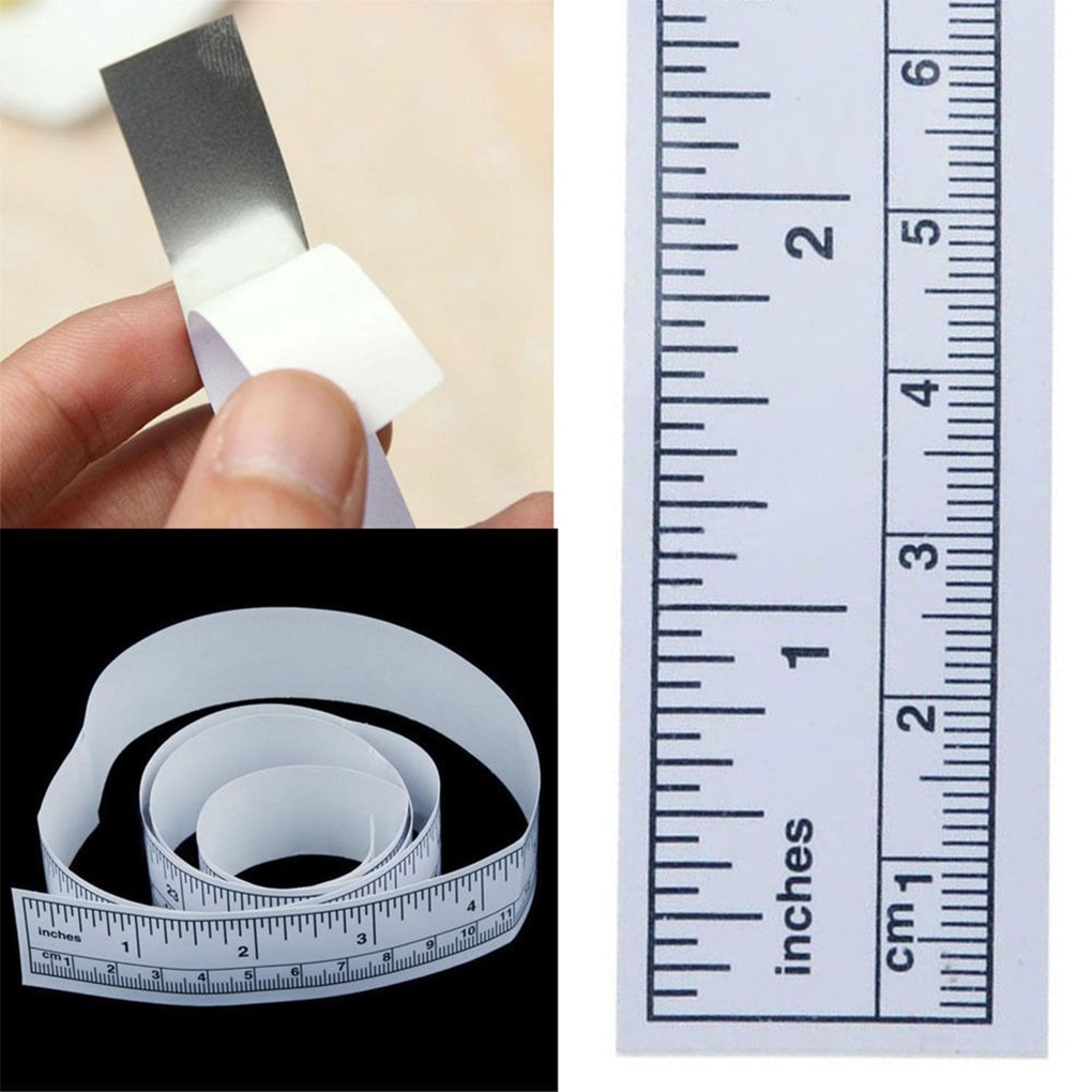 5 stk selvklæbende målebånd metrisk tomme målebånd symaskine klistermærke værktøj papir lineal