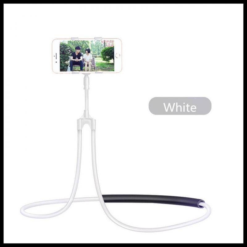 Smartphone holder Selfie Bracket Hanging Phone Holder Lazy Neck Mount Desktop Bed Car phone holder Electronics accessories: white