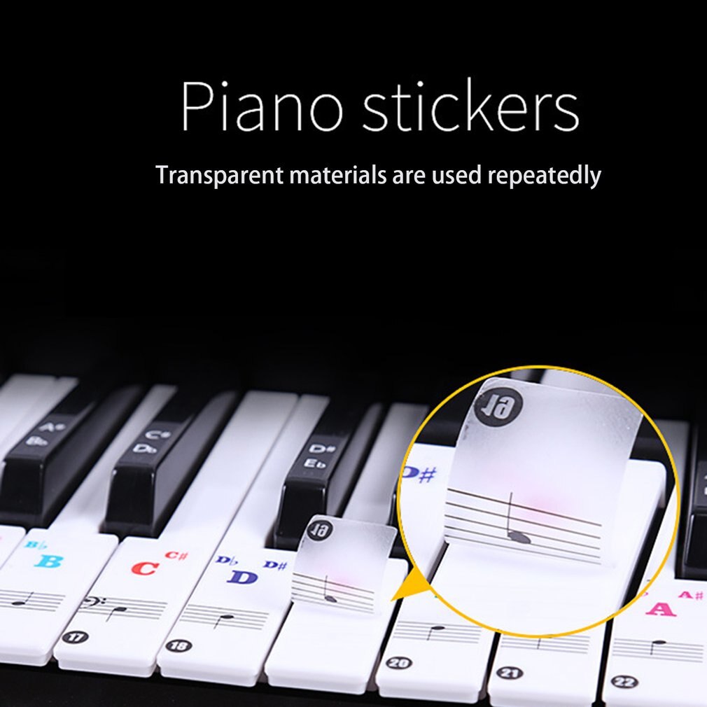Klaver brev klistermærker gennemsigtigt tastatur klistermærker elektronisk klaver personale notation håndrulle klaver universal skala klistermærker