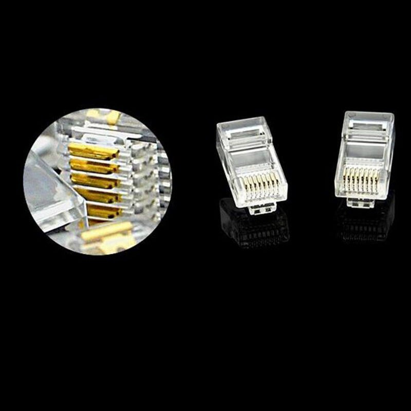 100 stks Cat5 RJ45 8P8C Netwerkkabel crystal Connector AMP 8Pin Crimp Modulaire Plug