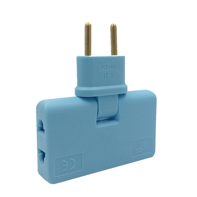 Draaien Plug Eu Converter Een In Drie 180 Graden Extension Plug Multi Plug Mini Slim Wireless Outlet Adapter Licht Handig: Blue