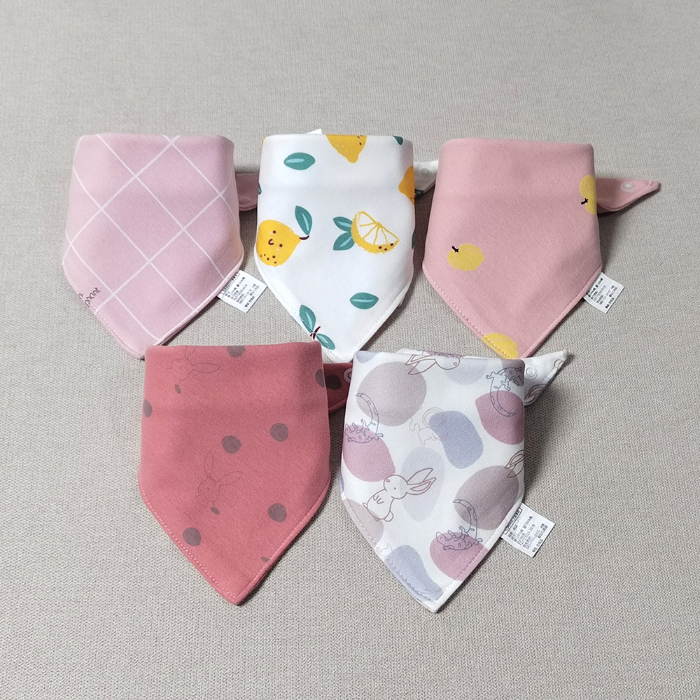 5 teile/los Baby Lätzchen Dreieck Doppel Baumwolle Lätzchen Cartoon Print Speichel Handtuch Baby Jungen Mädchen Fütterung Schürze Baumwolle Bandana Lätzchen: Lila