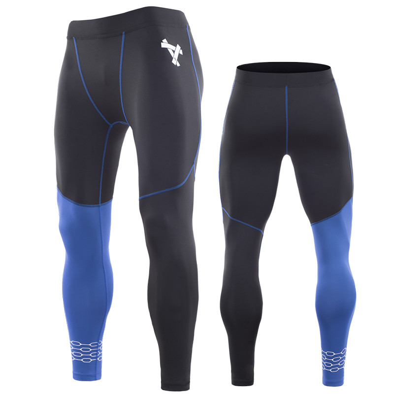 Male Bicycle Pants Men's Fleece Thermal Cycling Pants Padded Bike Bicycle Outdoor Sports Tights Fitness Cycling clothing: Blue / S